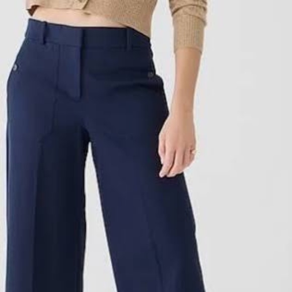 J.Crew Sydney Navy Wide Leg Crop Pant Women's Size 10 VGUC - Picture 3 of 9